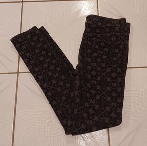 4/$40 Brown Jeggings With Black Velour Detail - Size Medium